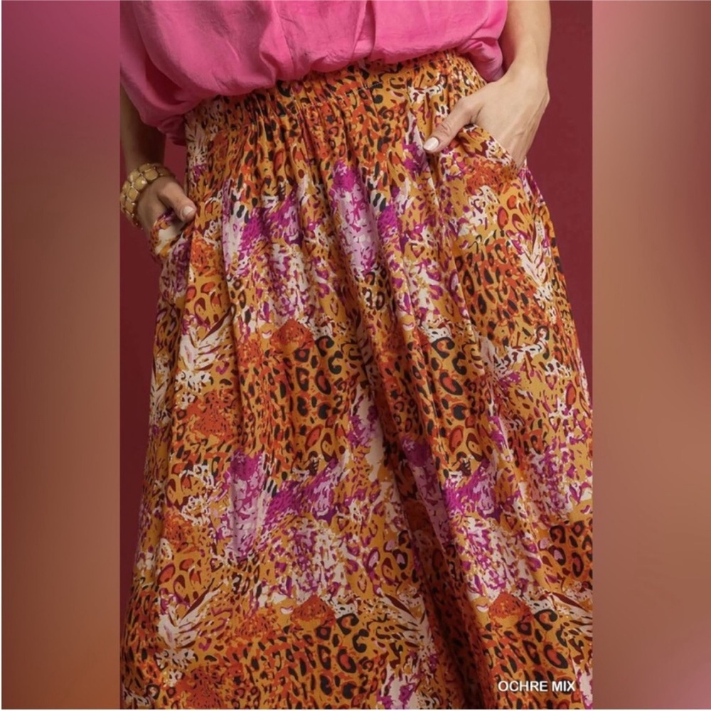 Umgee Cheetah Print Boho Wide Leg Palazzo Pants, NWT - Picture 3 of 16